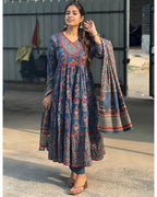 Women’s Rayon Printed Anarkali Kurta with Dupatta Set