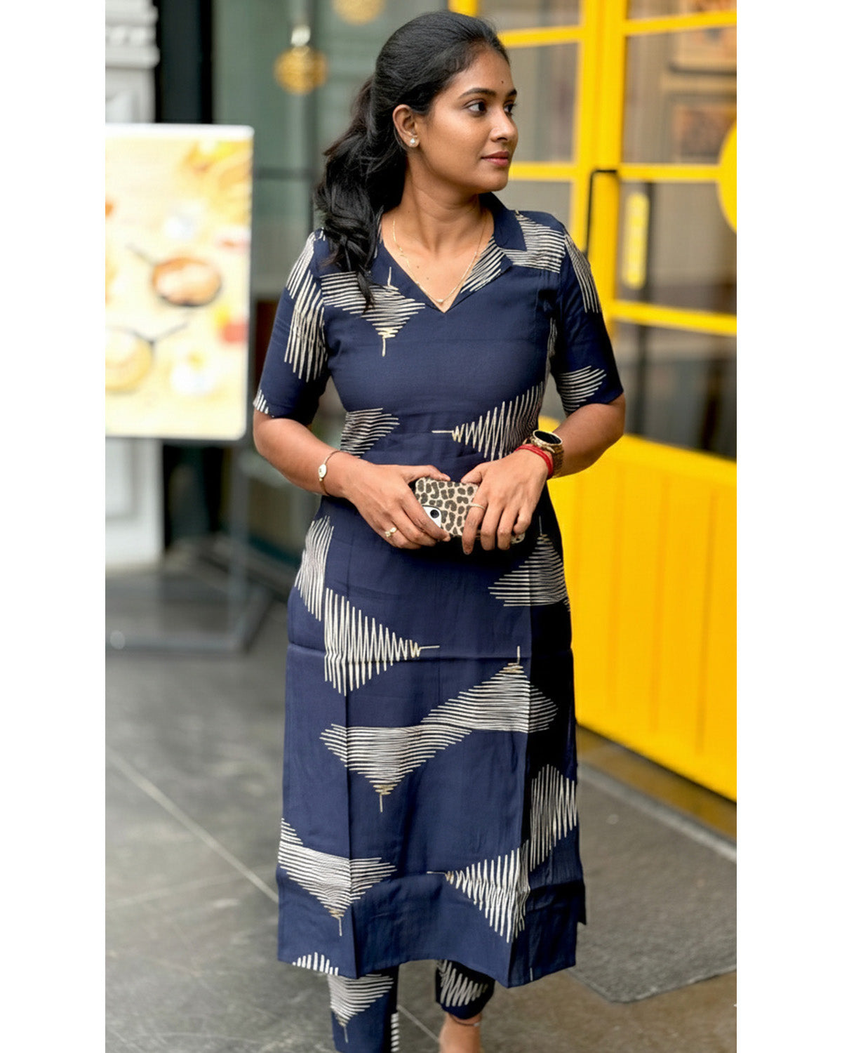 Women Blue Rayon Printed Kurta Set