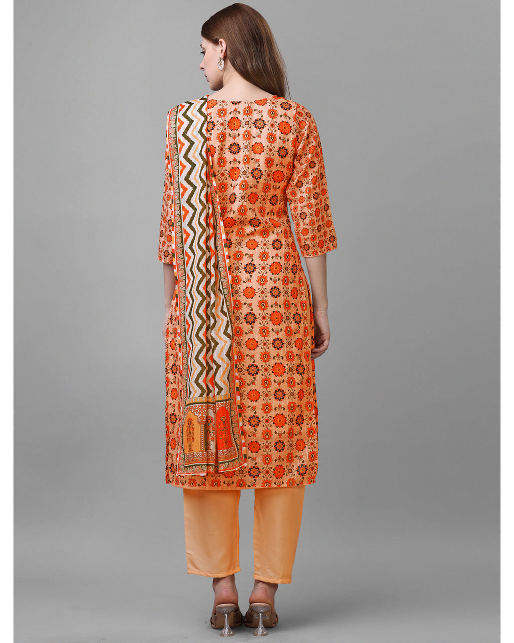Cotton blend print kurta set with dupatta