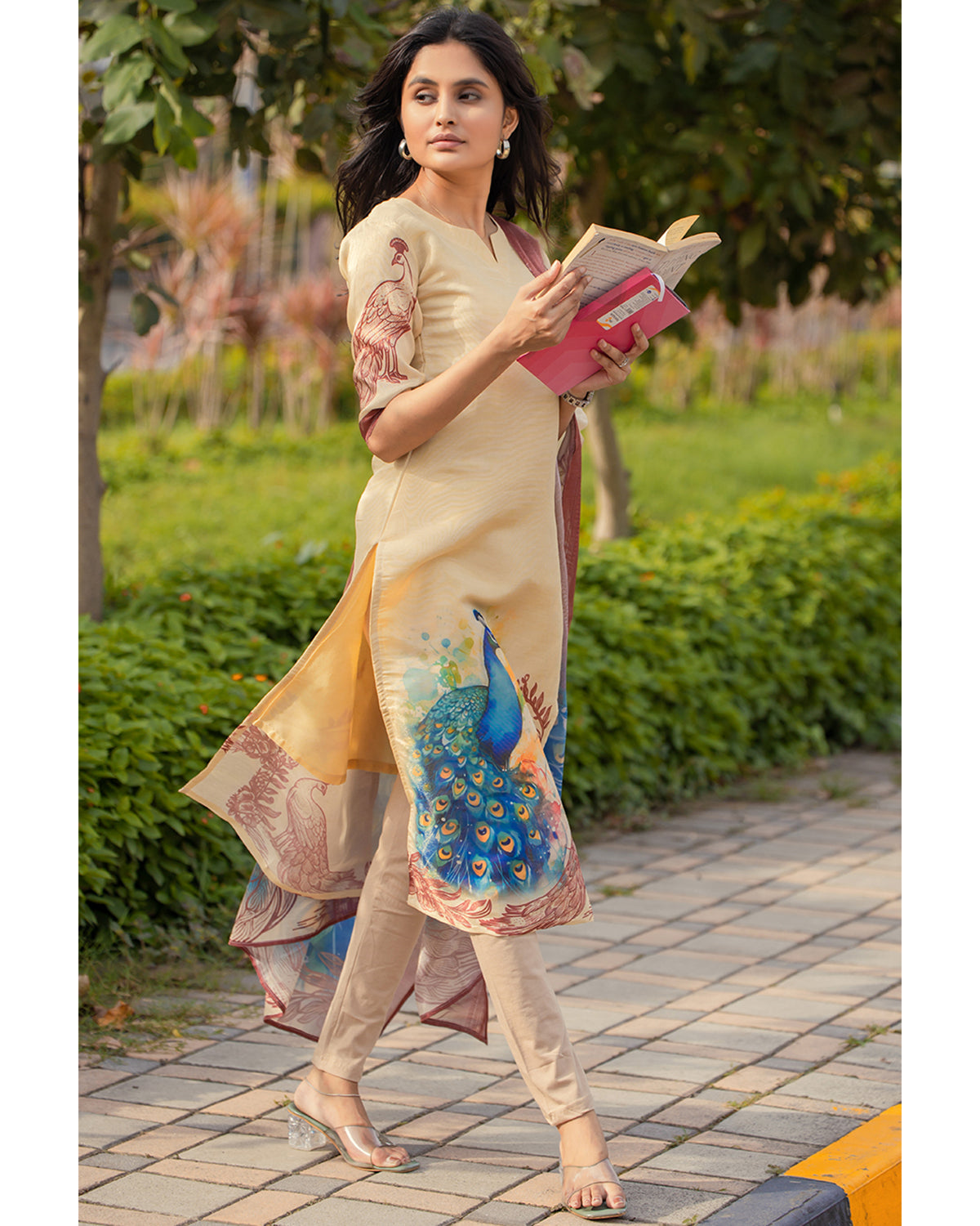 Women’s Shimmer Silk Printed Kurta with Dupatta