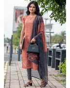 Women’s Chanderi Kurta Set with Printed Dupatta