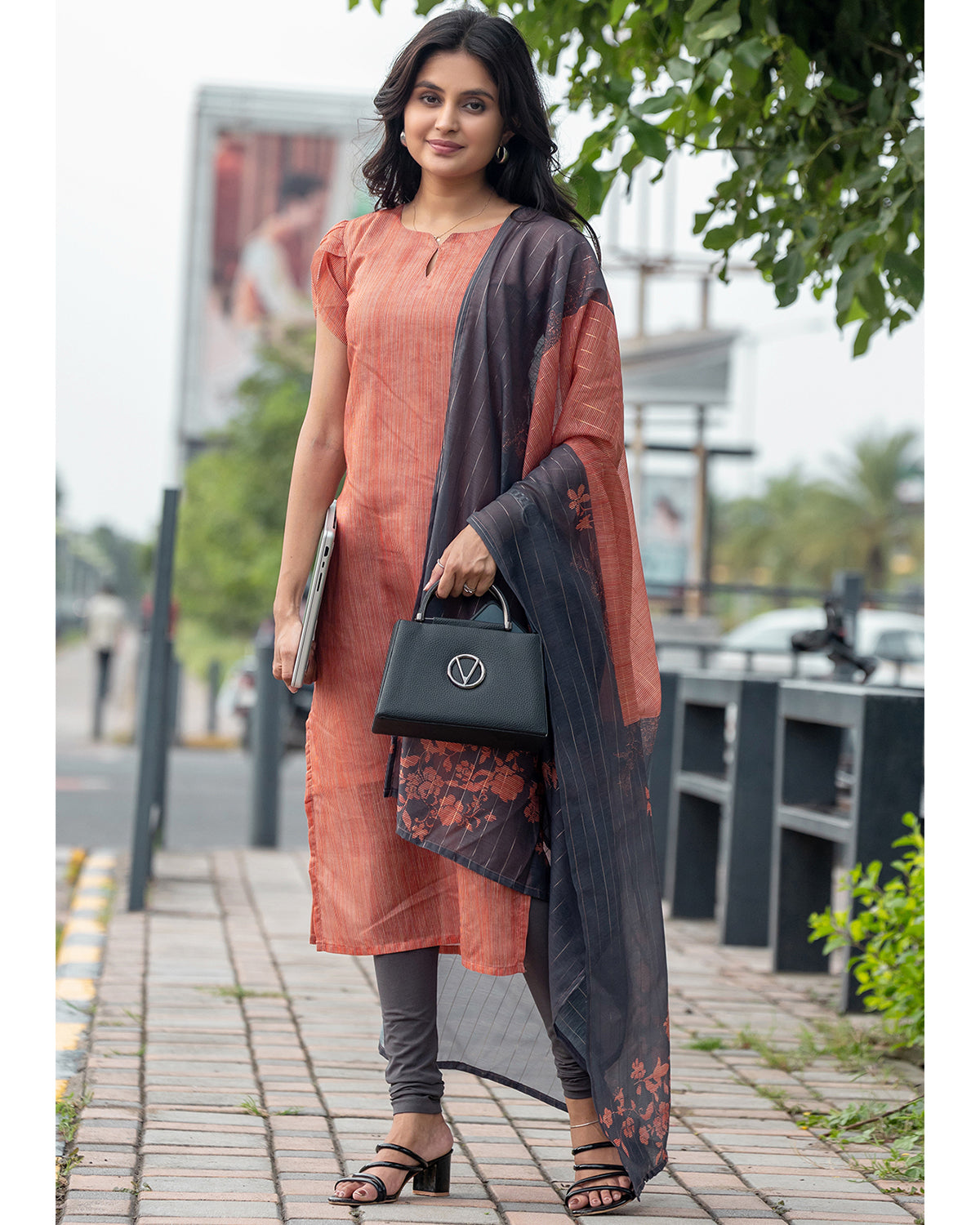Women’s Chanderi Kurta Set with Printed Dupatta