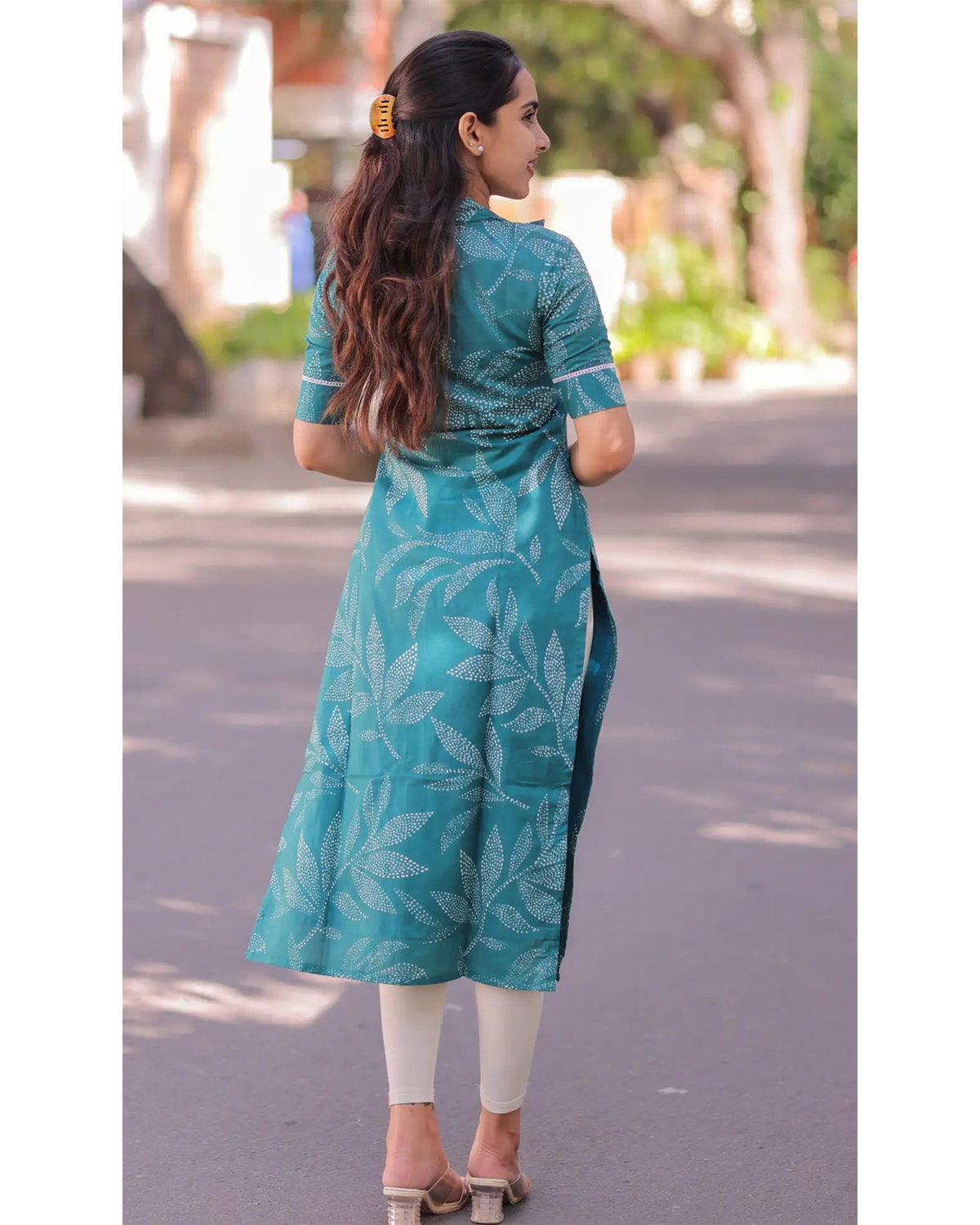 Women’s Chanderi Printed Calf-Length Kurta