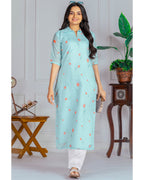 Women's Chanderi Stitched Printed Straight Kurta