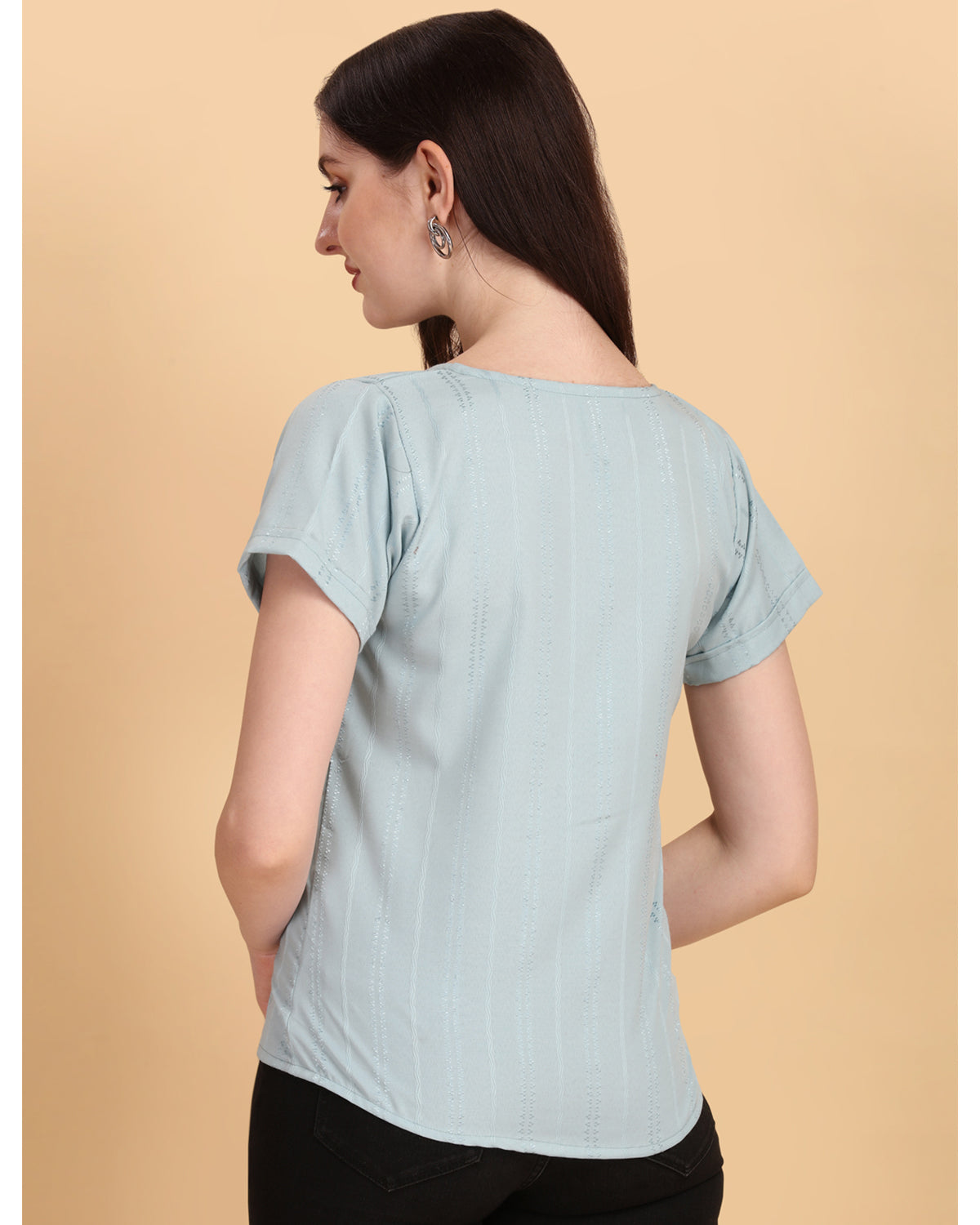 Women's Cotton Round Neck Seld Design Top