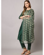 Cotton spun blend jacquard gala kurta set  with dupatta