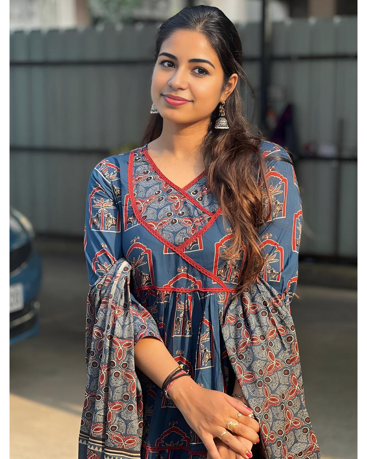 Women’s Rayon Printed Anarkali Kurta with Dupatta Set