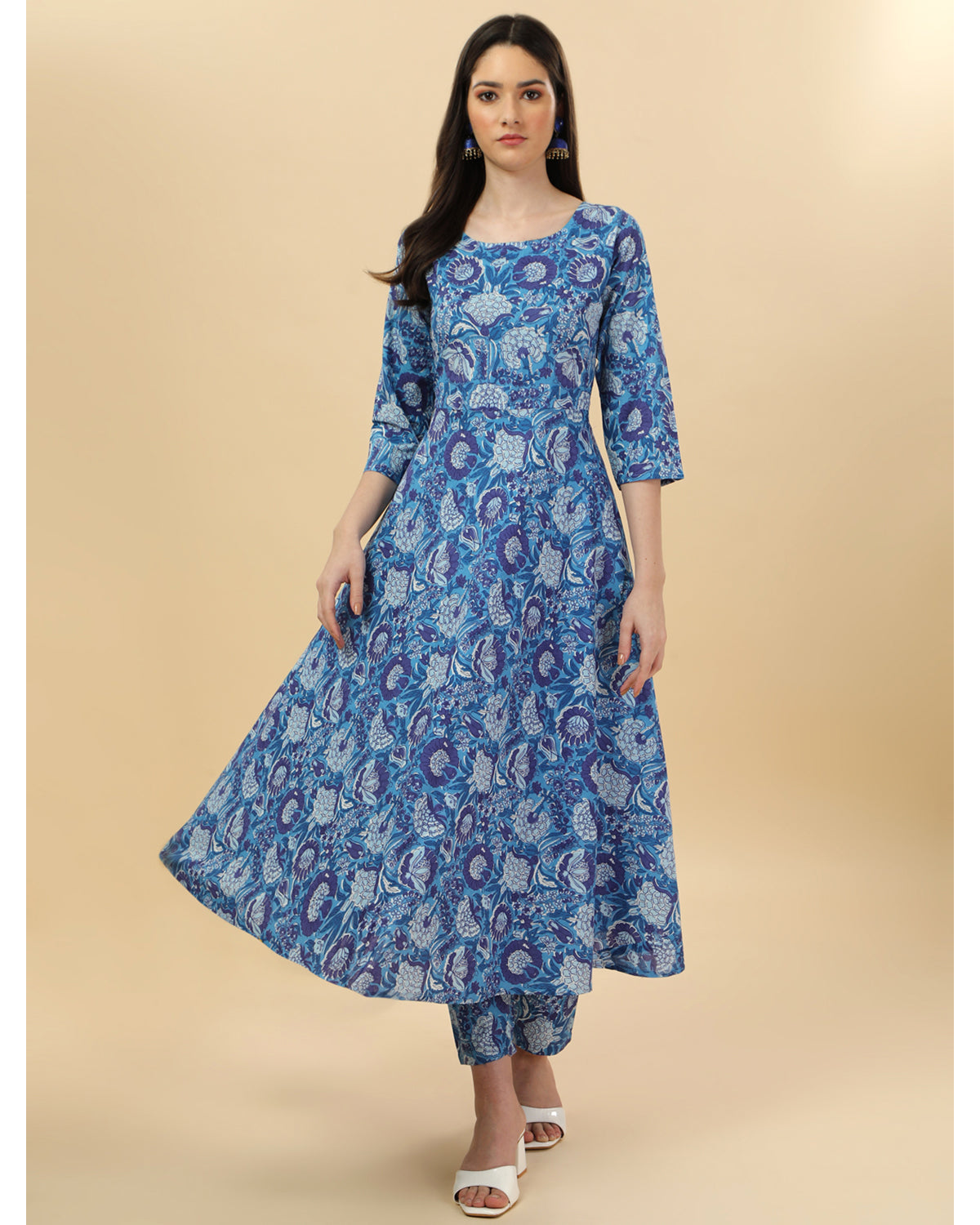 Cotton print kurta set with dupatta