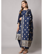 Jacquard silk blend woven kurta set  with dupatta