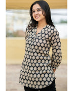 Women's Cotton Stitched Printed Straight Short Kurta