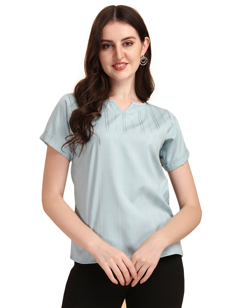 Women's Cotton Round Neck Seld Design Top