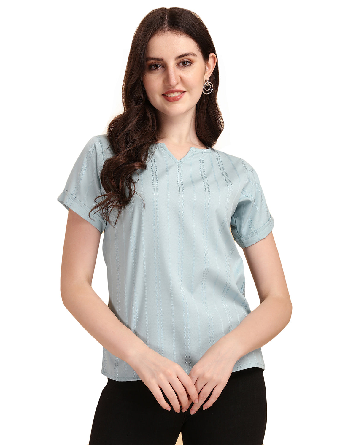 Women's Cotton Round Neck Seld Design Top