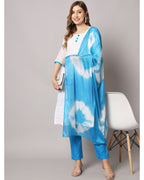 Cotton blend chikenkari kurta set with dupatta