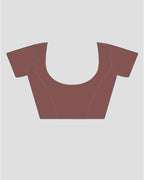 Navy Blue Linen Saree with Maroon Border & Printed Pallu With Blouse Piece