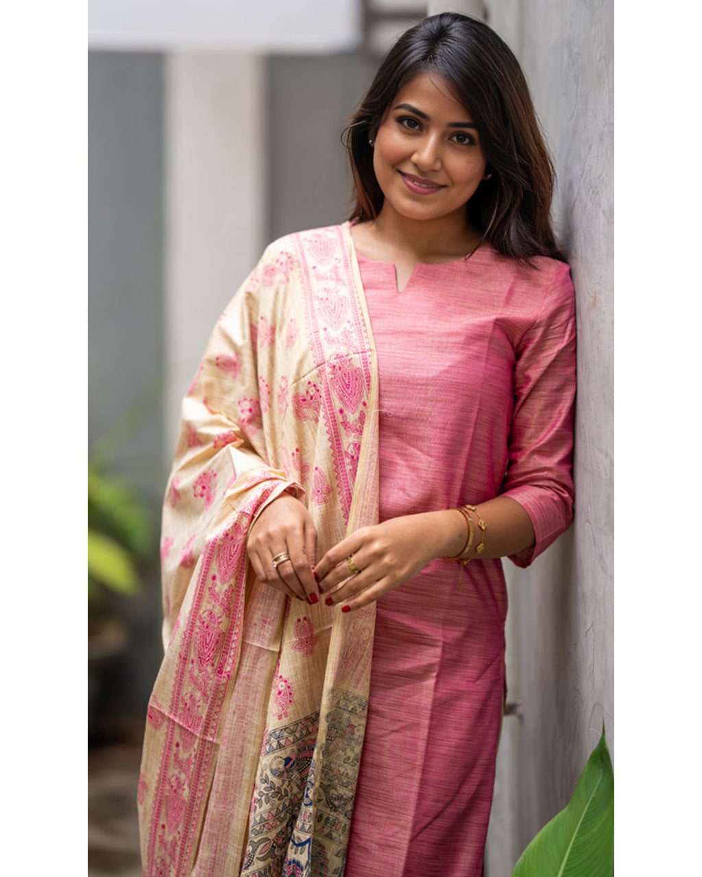Women's Silk Blend Solid Kurta Set with Dupatta