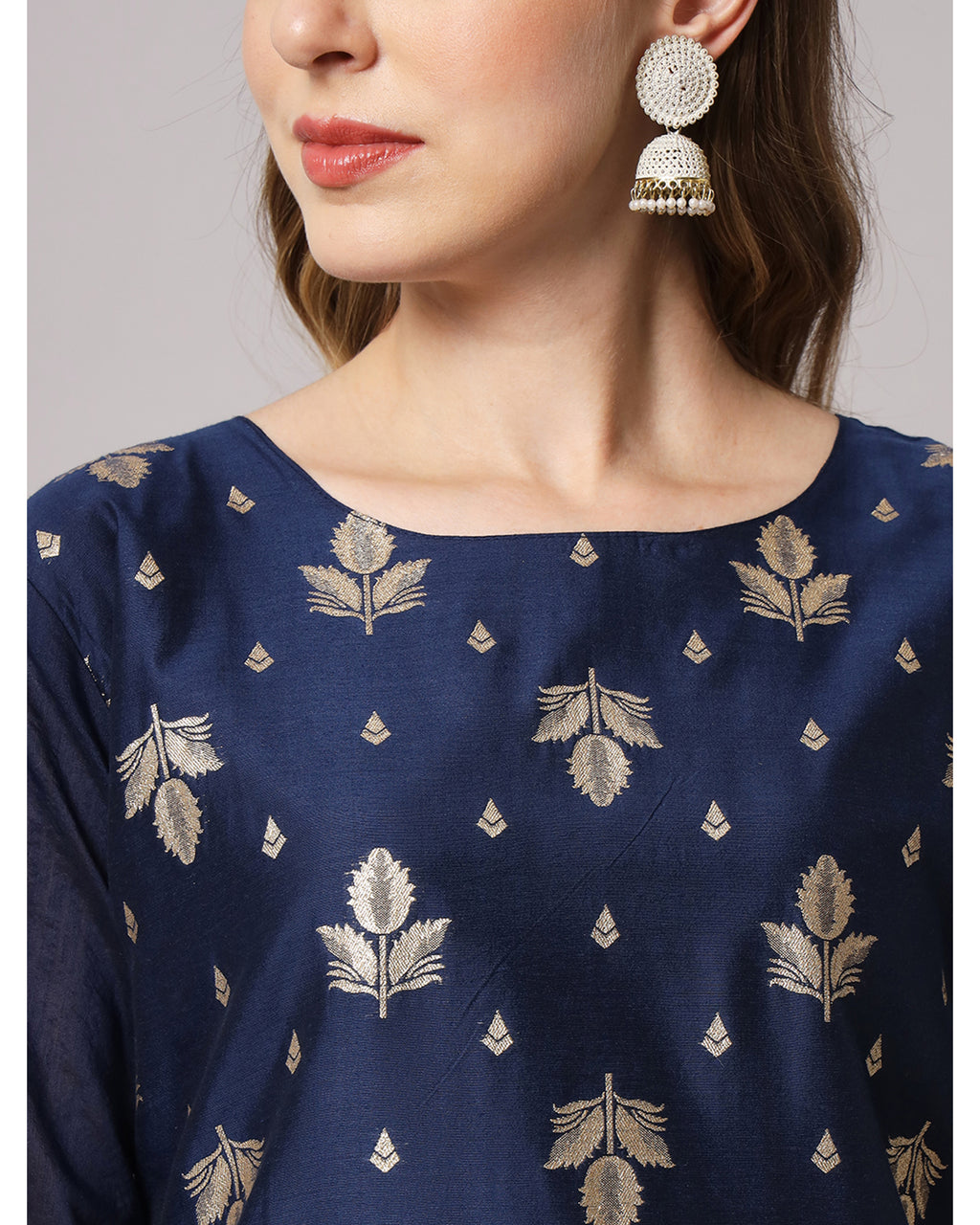 Jacquard silk blend woven kurta set  with dupatta