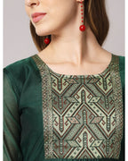 Cotton spun blend jacquard gala kurta set  with dupatta