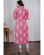Chanderi Floral Printed Calf Length Kurta For Women