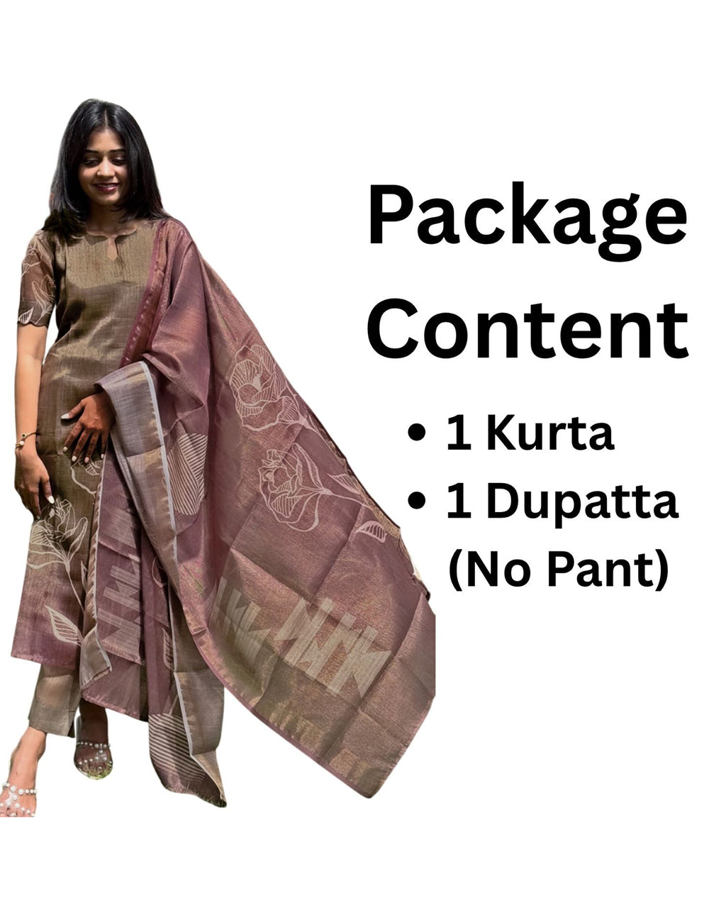 Women's Brown Chanderi Kurti with Dupatta – Casual Chic