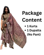 Women's Brown Chanderi Kurti with Dupatta – Casual Chic