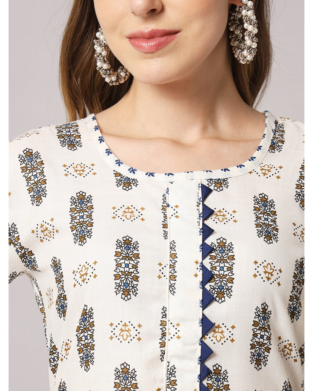 Cotton blend print kurta set  with dupatta