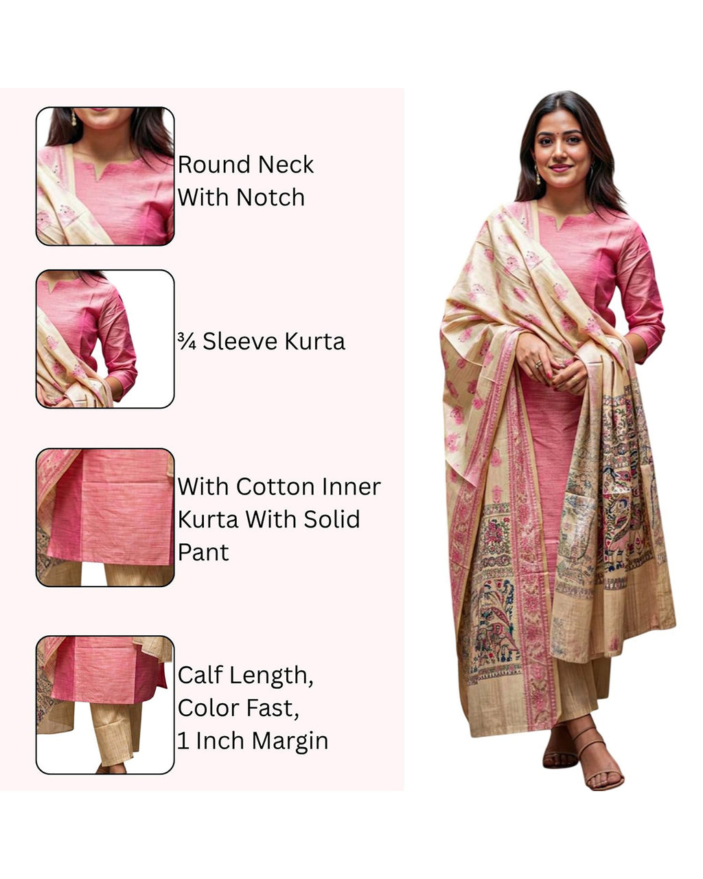 Women's Silk Blend Solid Kurta Set with Dupatta