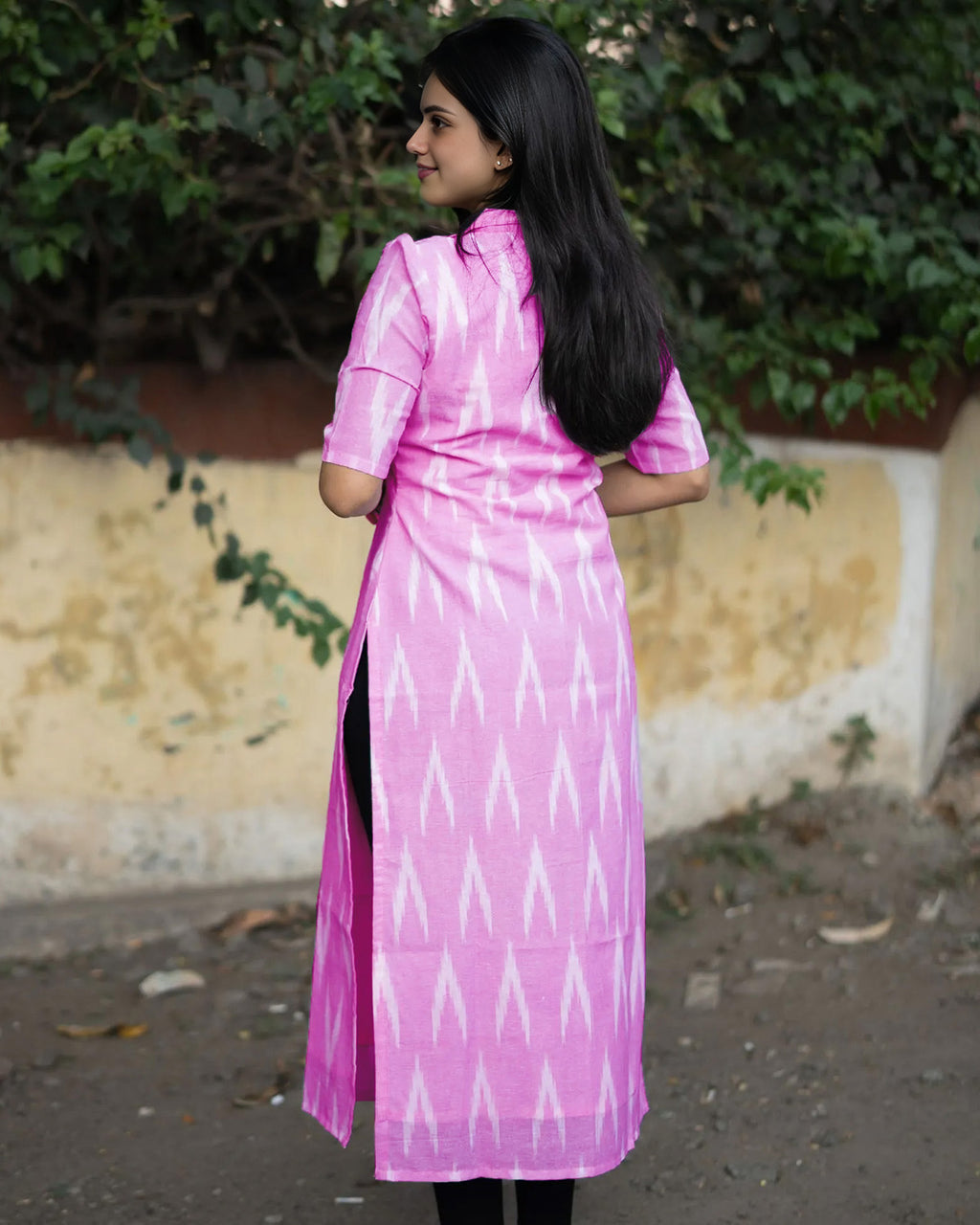 Women’s Cotton Blend Calf-Length Kurta with 3/4 Puff Sleeves